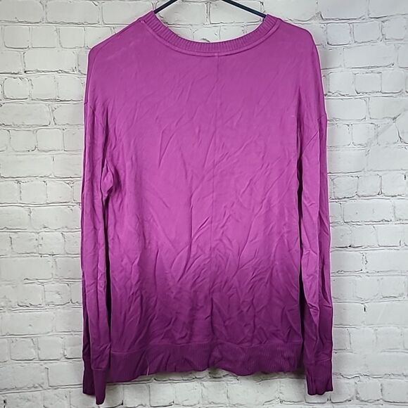 Splendid Women’s Super Soft Jersey Ombre Orchid Dip Dye Sweatshirt Pullover Top - Picture 3 of 8